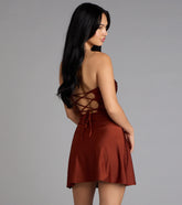 No Effort Drama Lace-Up Mini Dress